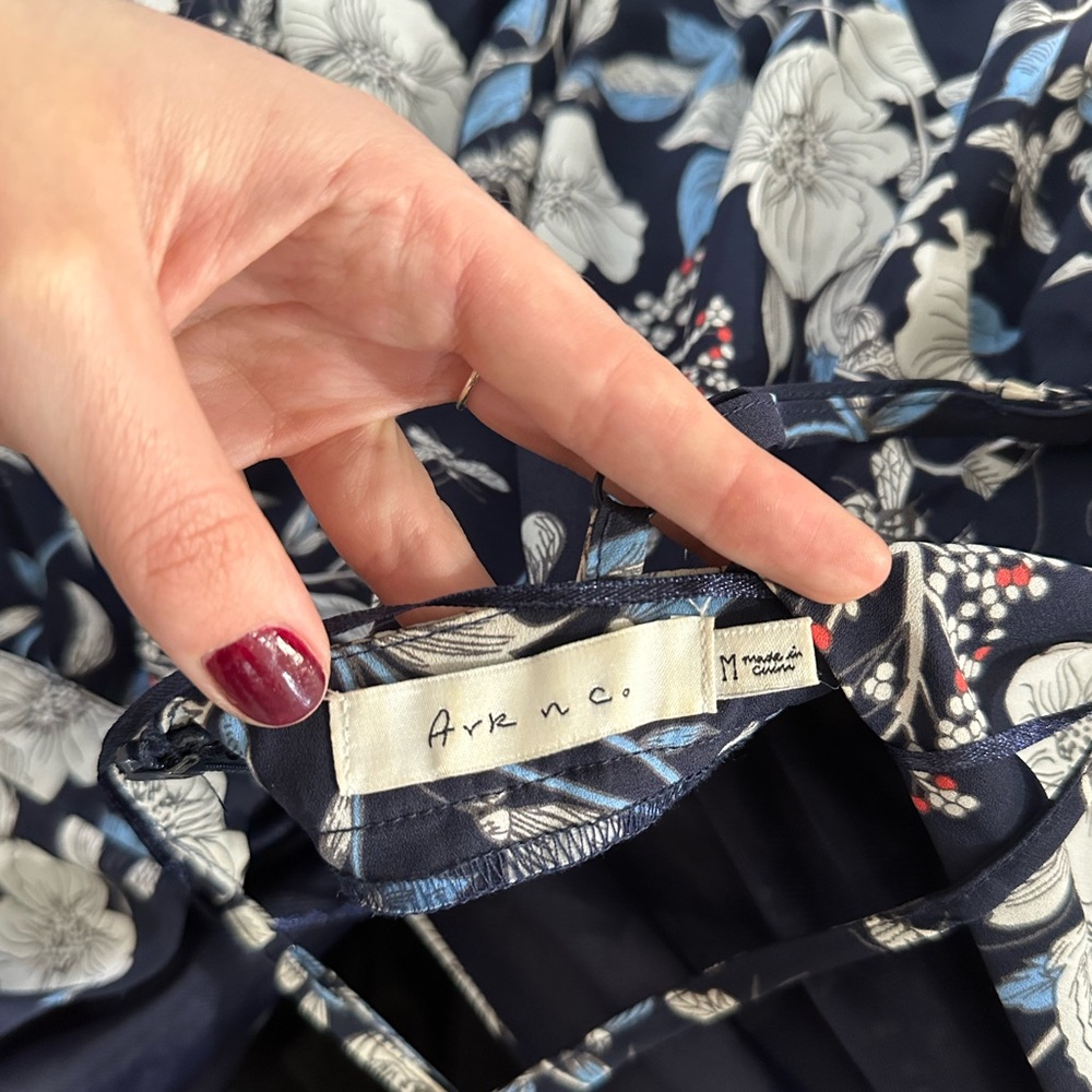 Navy Open Back Pattern Romper - image 7